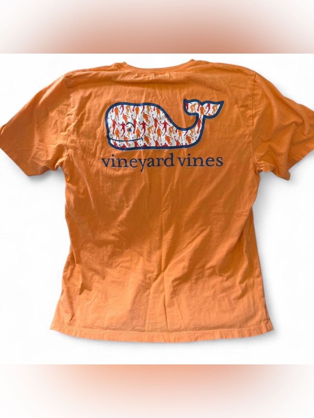 Mens Vineyard Vines Orange Basketball Pocket Tee Sz M